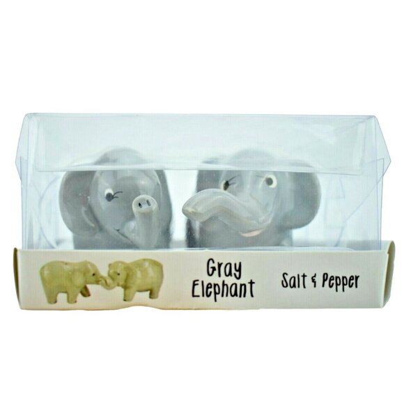 American Atelier Gray Elephant Salt and Pepper Shaker Set New - Picture 1 of 5